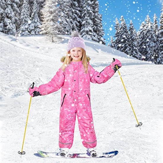 Kids One Piece Snowsuit Overalls Ski Suits Jackets Coats Jumpsuits for Girls Waterproof Winter Outdoor Snowboard image