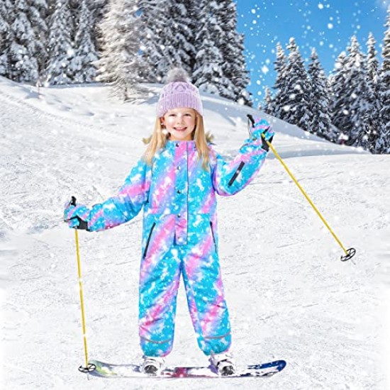 Kids One Piece Snowsuit Overalls Ski Suits Jackets Coats Jumpsuits for Girls Waterproof Winter Outdoor Snowboard image