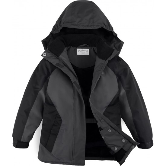 Show details of Bundle Up the Little Ones: Discover Our Kids' Fleece-Lined Hooded Winter Snow Coat - A Windproof Jacket Ensuring Warmth and Style for Winter Adventures.